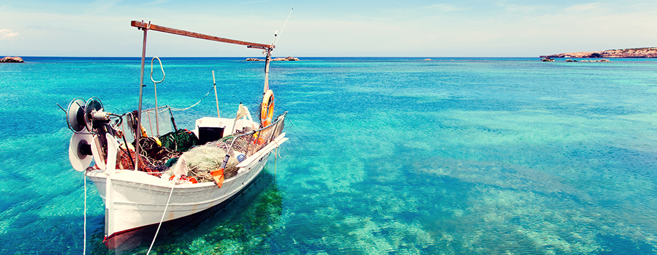 fishing boat by the coast of formentera